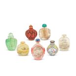 A COLLECTION OF SEVEN SNUFF BOTTLES One signed Wang Xisan (1938-), cyclically dated renyi year, ...