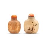 TWO AGATE SNUFF BOTTLES 19th century (4)