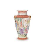 A FAMILLE ROSE 'HUA MULAN' VASE Qianlong mark, Republic period