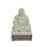 A LONGQUAN CELADON GLAZED FIGURE OF BUDAI Ming Dynasty (2)