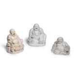 THREE LARGE BLANC-DE-CHINE FIGURES OF BUDAI 17th/18th century (6)