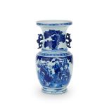 A BLUE AND WHITE 'THREE STAR GODS' BALUSTER VASE 19th century