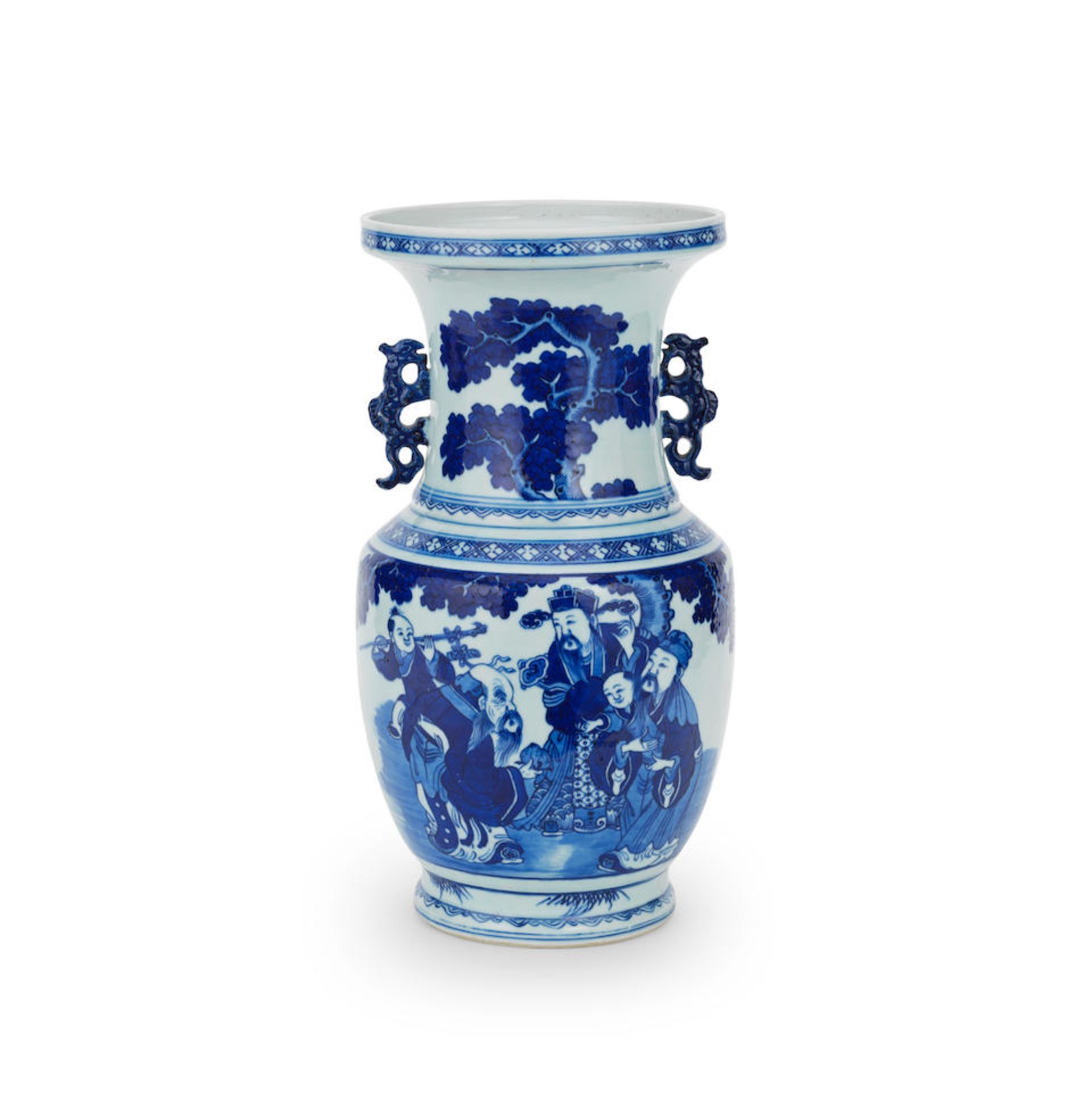 A BLUE AND WHITE 'THREE STAR GODS' BALUSTER VASE 19th century