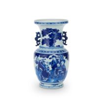 A BLUE AND WHITE 'THREE STAR GODS' BALUSTER VASE 19th century
