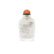 AN INSIDE-PAINTED ROCK CRYSTAL SNUFF BOTTLE Lingnan, circa 1810-1825, signed Gan Xuanwen (2)