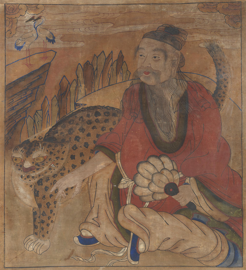 KOREAN SCHOOL (20TH CENTURY) Leopard and Scholar