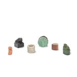 A GROUP OF HARDSTONE SEALS, A JADEITE PLAQUE AND AN ARCHER'S RING 19th century (10)
