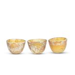 THREE SMALL AMBER GLASS CUPS Tang-Liao Dynasty (3)