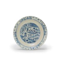 A BLUE AND WHITE SWATOW CHARGER 16th/17th century