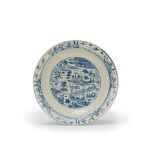 A BLUE AND WHITE SWATOW CHARGER 16th/17th century