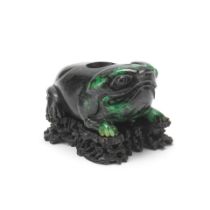 A JADEITE 'MYTHICAL TOAD' WASHER 19th century (2)