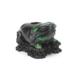 A JADEITE 'MYTHICAL TOAD' WASHER 19th century (2)