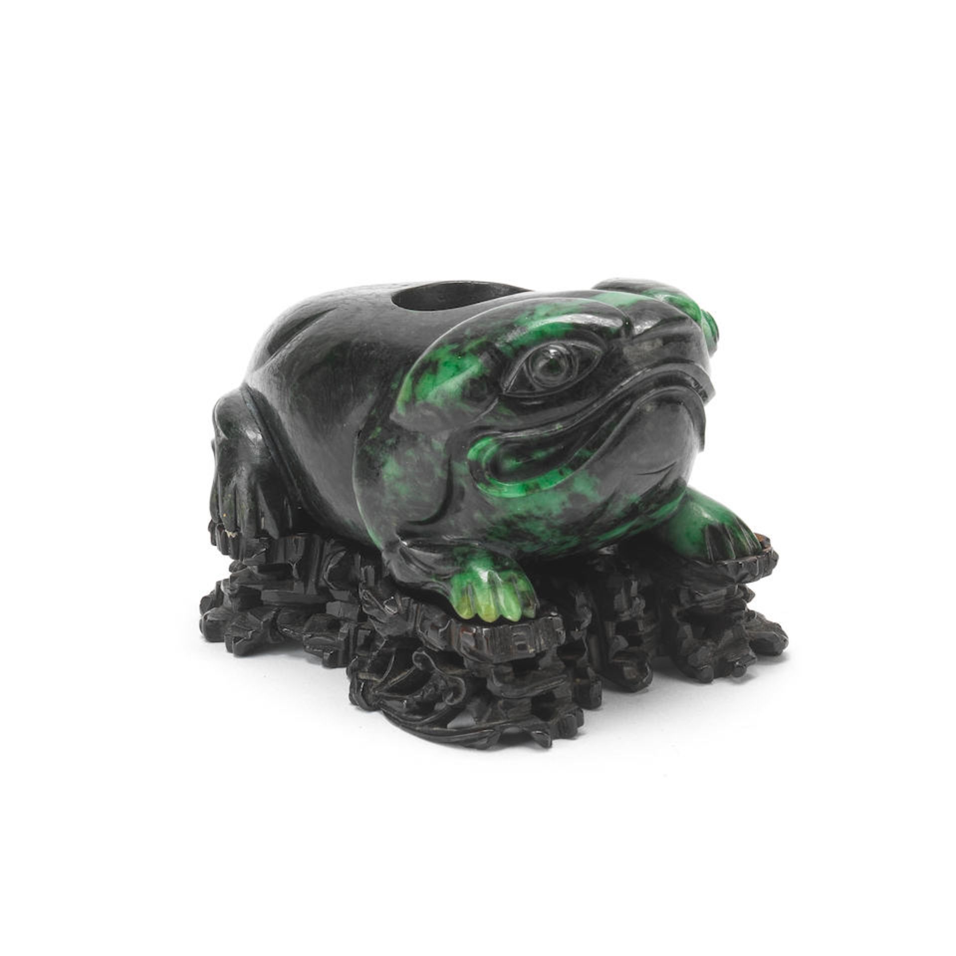 A JADEITE 'MYTHICAL TOAD' WASHER 19th century (2)