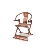 A HUANGHUALI FOLDING CHAIR, JIAOYI 20th century