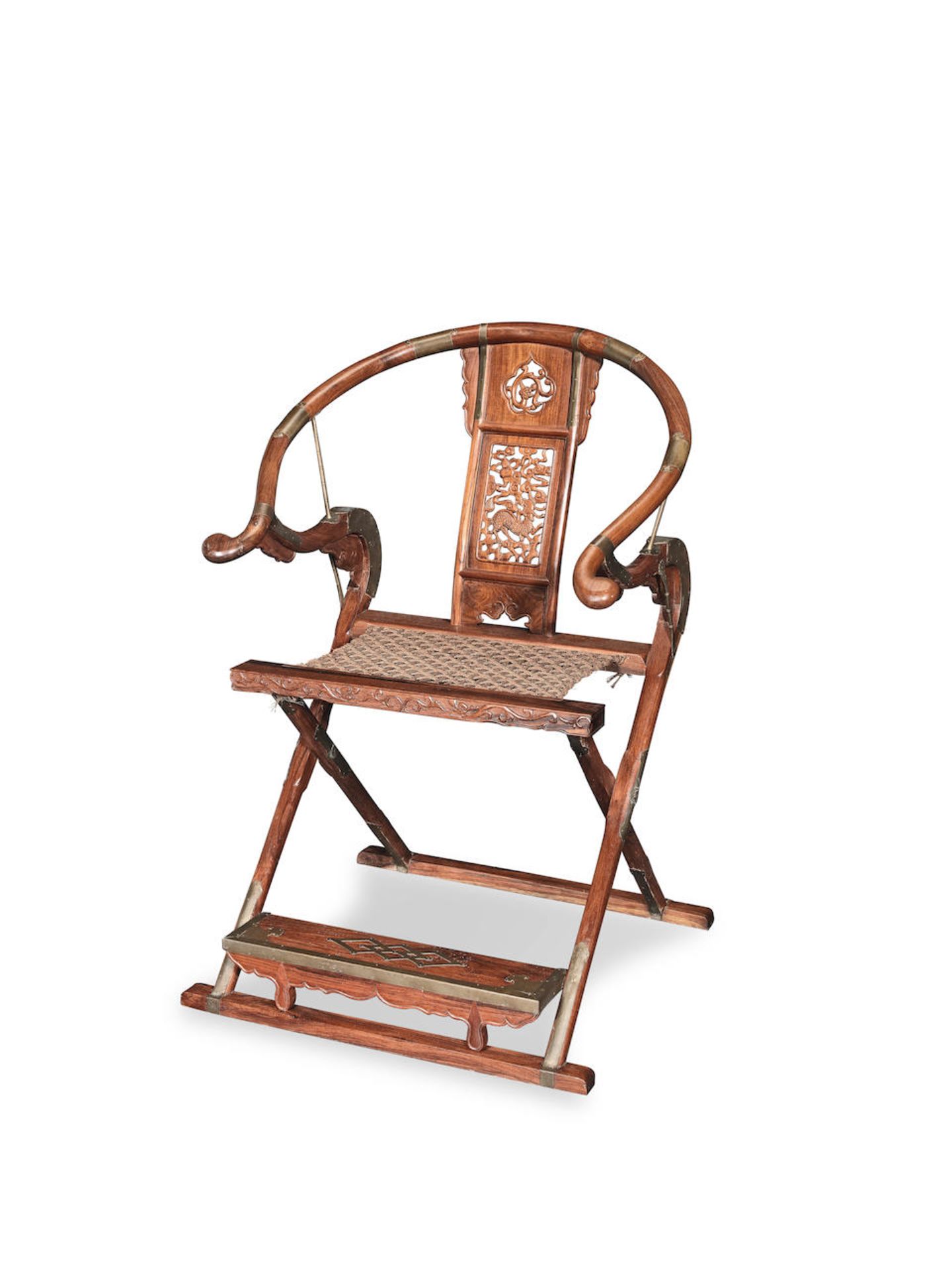 A HUANGHUALI FOLDING CHAIR, JIAOYI 20th century