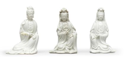 THREE BLANC-DE-CHINE SEATED FIGURES OF GUANYIN Kangxi (3)