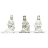 THREE BLANC-DE-CHINE SEATED FIGURES OF GUANYIN Kangxi (3)