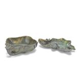 TWO SPINACH-GREEN JADE 'LOTUS' BRUSH WASHERS 19th century (3)