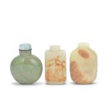 ONE JADEITE AND TWO JADE SNUFF BOTTLES Qing Dynasty (4)