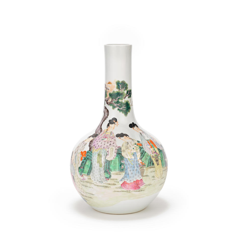 A FAMILLE ROSE 'LADIES' VASE Shen xiao shan fang mark, Republic - Image 2 of 2