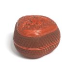 A CINNABAR LACQUER CARVED PEACH-SHAPED BOX AND COVER Qianlong (2)