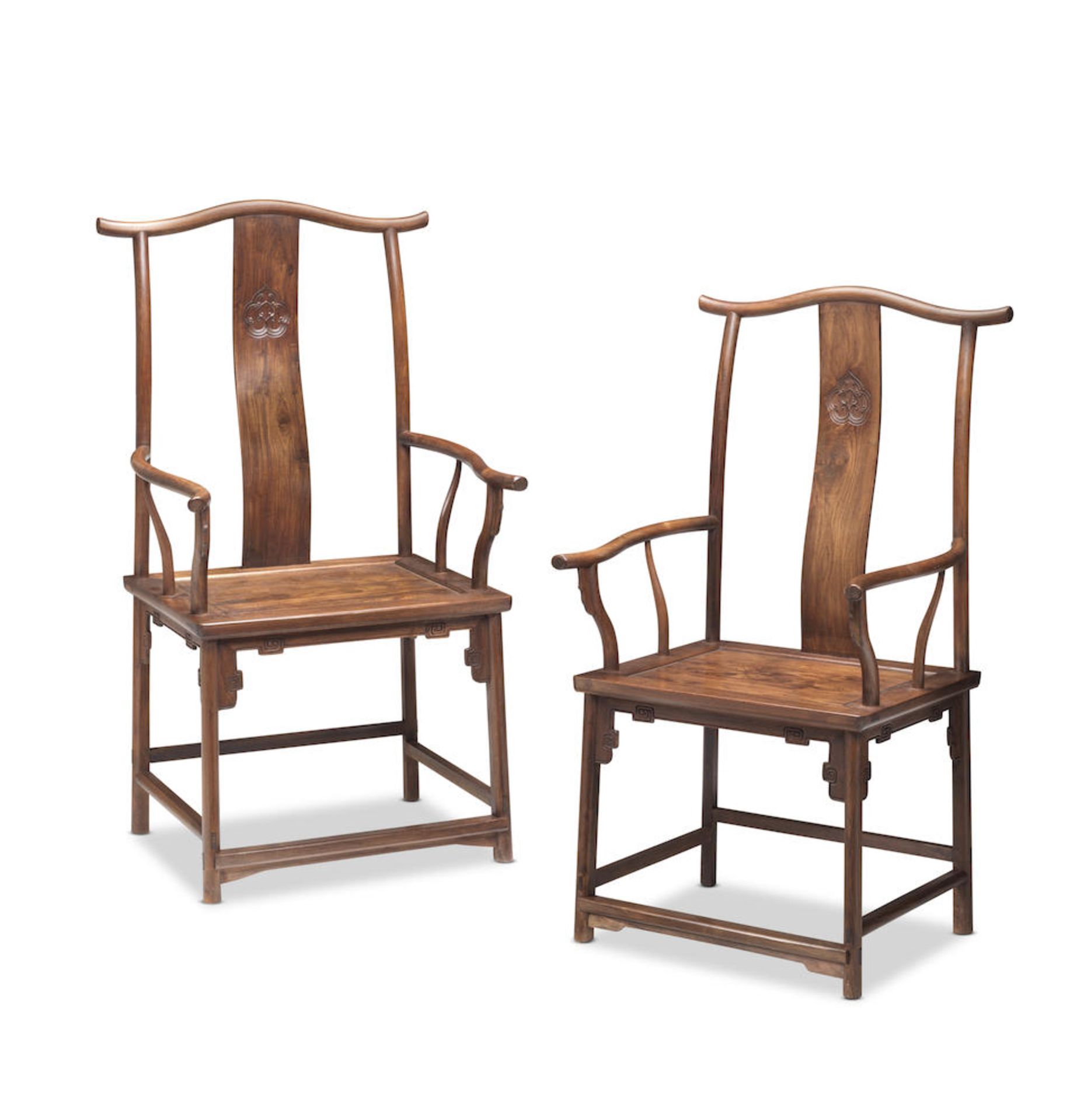 A PAIR OF HUALI YOKEBACK ARMCHAIRS Late 20th century (2)