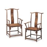 A PAIR OF HUALI YOKEBACK ARMCHAIRS Late 20th century (2)