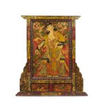 A LARGE POLYCRHOME PAINTED WOOD SCREEN Tibet, 19th/20th century