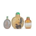 THREE AGATE SNUFF BOTTLES Qing Dynasty (6)