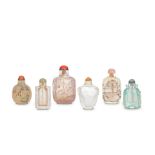 A COLLECTION OF SIX GLASS AND CRYSTAL SNUFF BOTTLES Qing Dynasty (13)