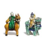 TWO FAMILLE VERTE FIGURES OF BOYS RIDING A QILIN Kangxi (2)