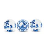 THREE BLUE AND WHITE EXPORT DISHES 18th century (3)