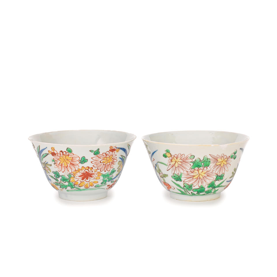 TWO WUCAI 'FLORAL' BOWLS 17th century (2)