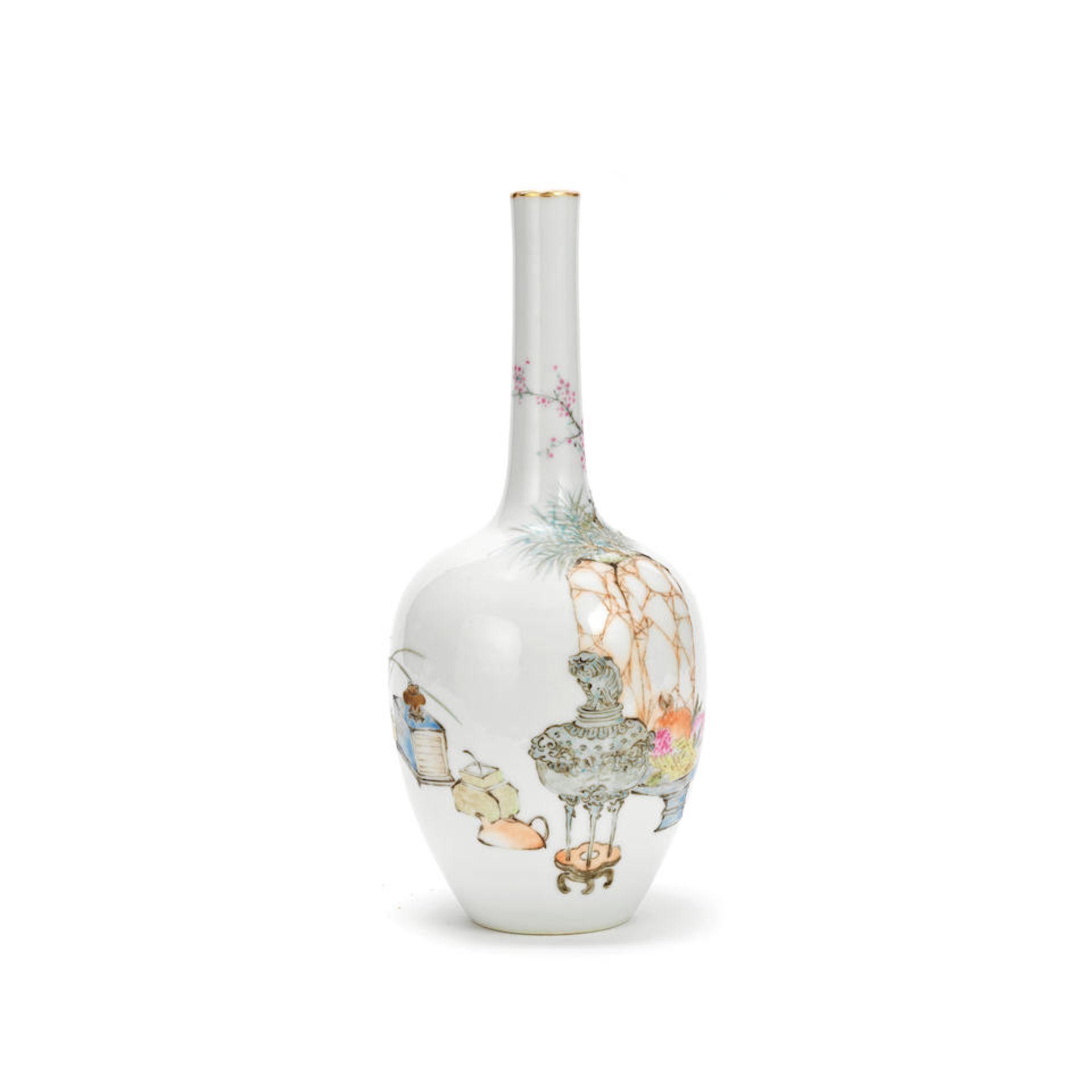 A FAMILLE ROSE 'PRECIOUS OBJECTS' BOTTLE VASE Republic