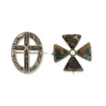 Two Scottish hardstone brooches (2)