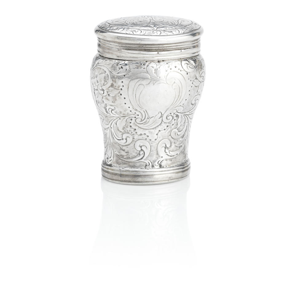 A Scottish silver vase-shaped snuff mull Mid 18th century Struck to the base with unattributed m...