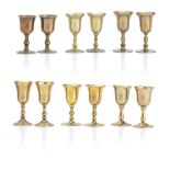 Six pairs of Scottish copper alloy travelling communion cups 18th/19th Century