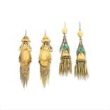 Two pairs of pendent earrings, circa 1860-1870 (2)