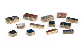A collection of hardstone snuffboxes, vestas and toothpick boxes 19th century