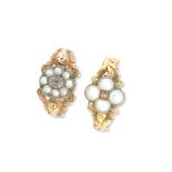 Two gem-set and pearl rings, circa 1830 (2)