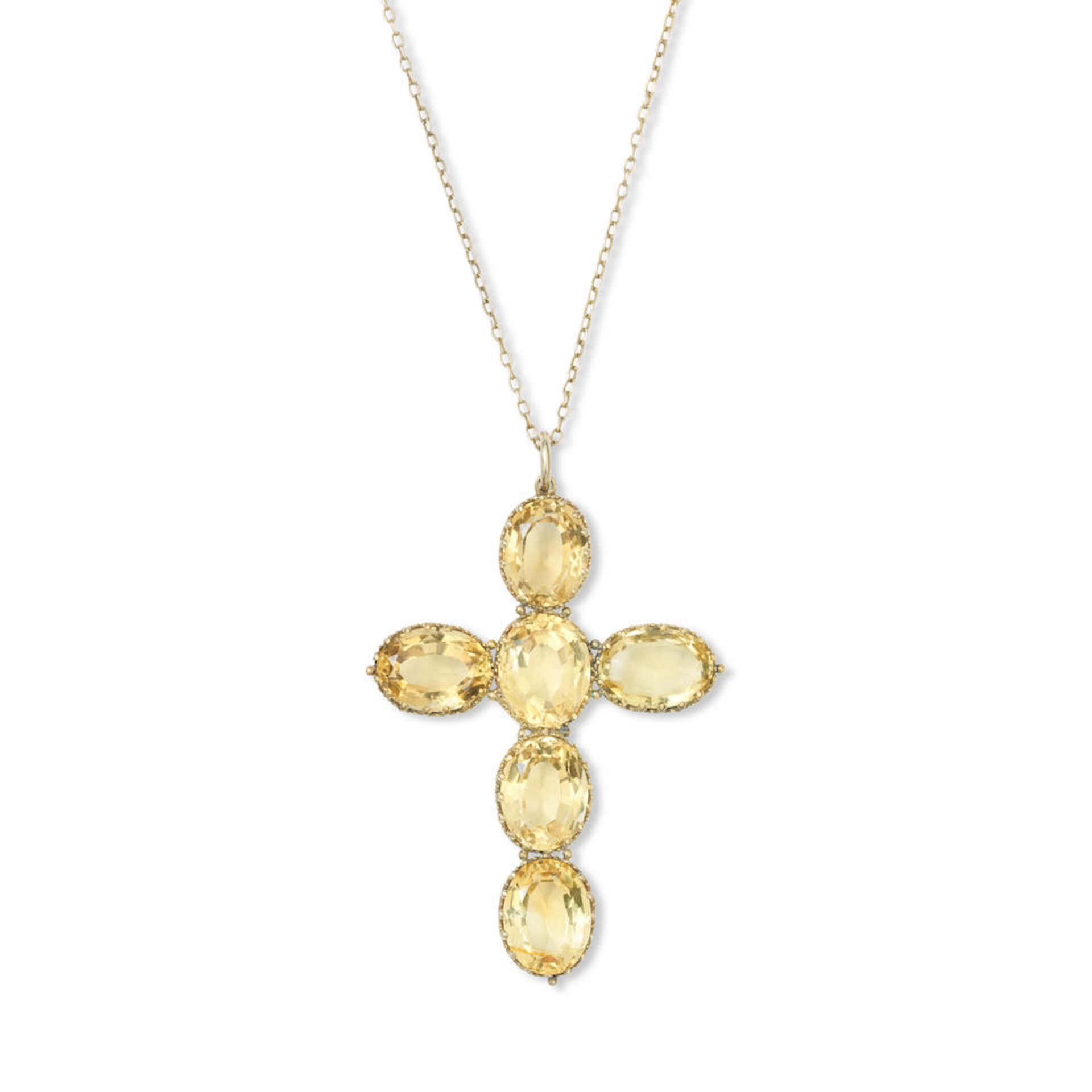 A citrine cross pendant, circa 1830 - Image 2 of 6