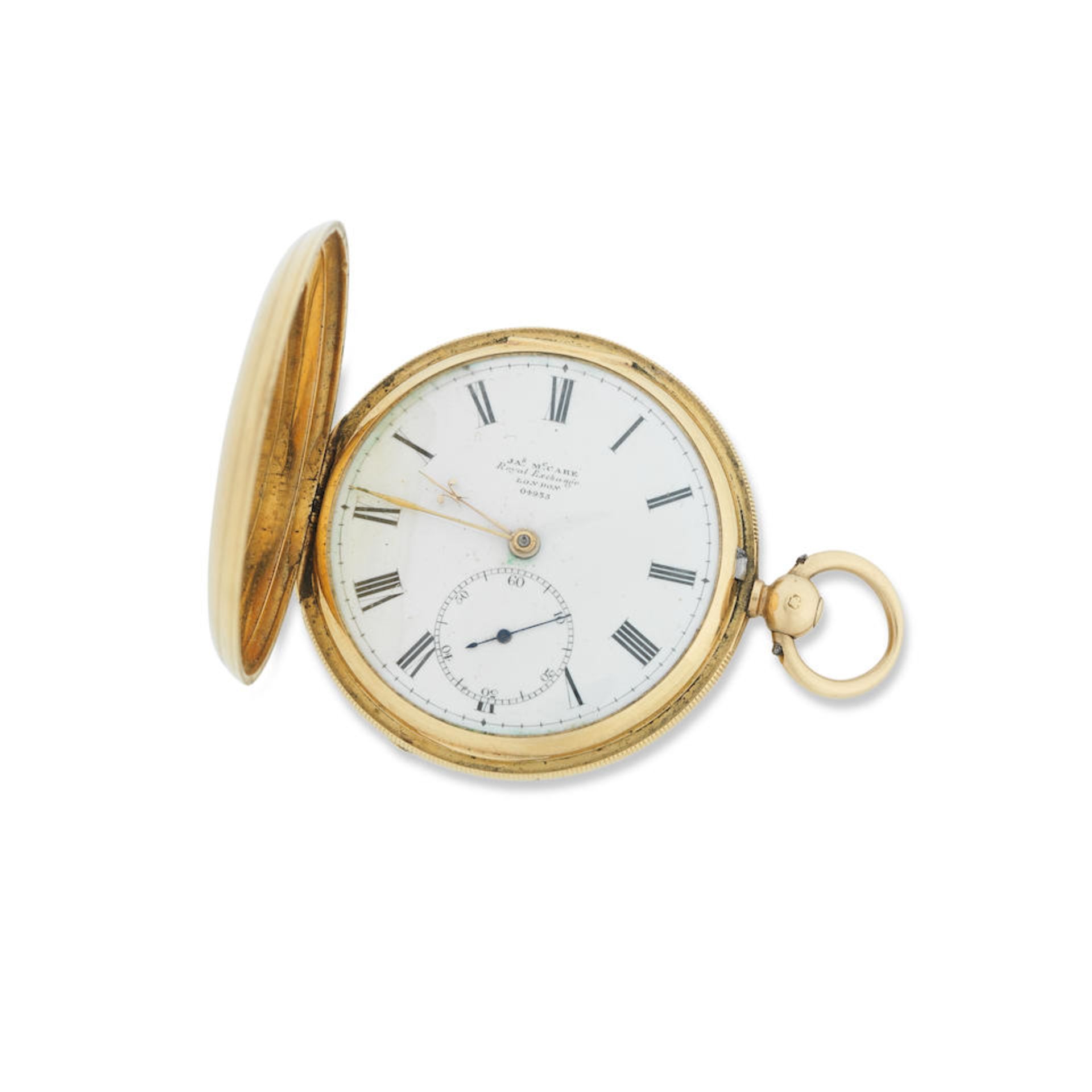 James McCabe. An 18ct gold full hunter pocket watchLondon hallmark for 1925