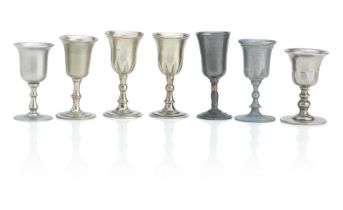 A pair of unusual Scottish white metal travelling communion cups 18th/19th Century