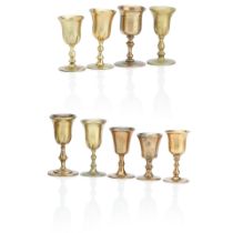 Nine Scottish copper alloy travelling communion cups 18th/19th Century