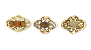 Three gem-set brooches, circa 1850 (3)