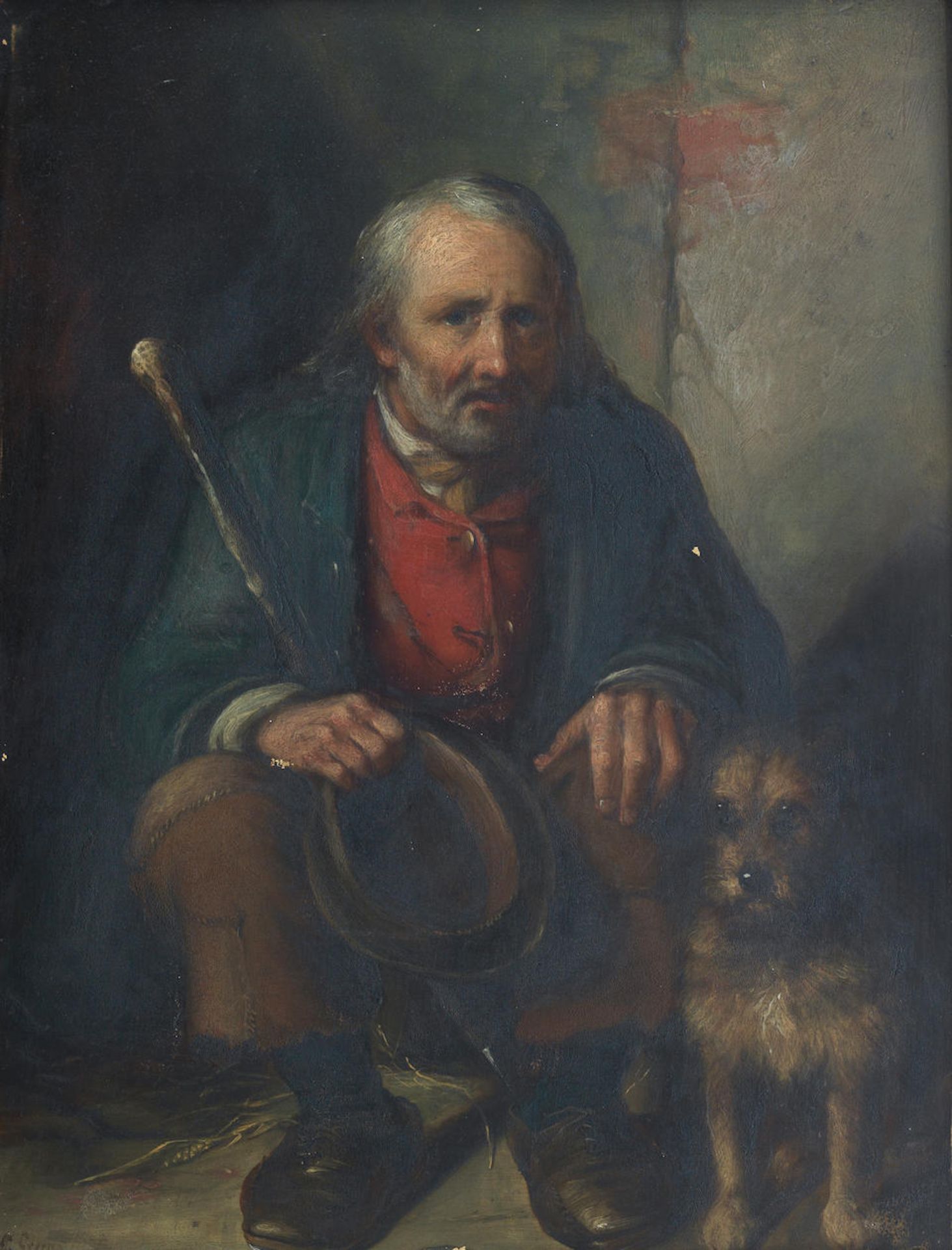 Alexander Green (British, active 1849-1865) Old shepherd with his dog