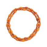 An amber bead necklace