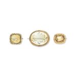 Three citrine brooches, circa 1830-1870 (3)