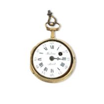 Theodore Avril. An 18th century gilt metal and enamel open face key wind pocket watch