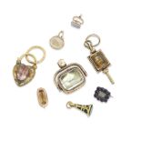 A collection of fob key seals and brooches, circa 1820-1830 (8)